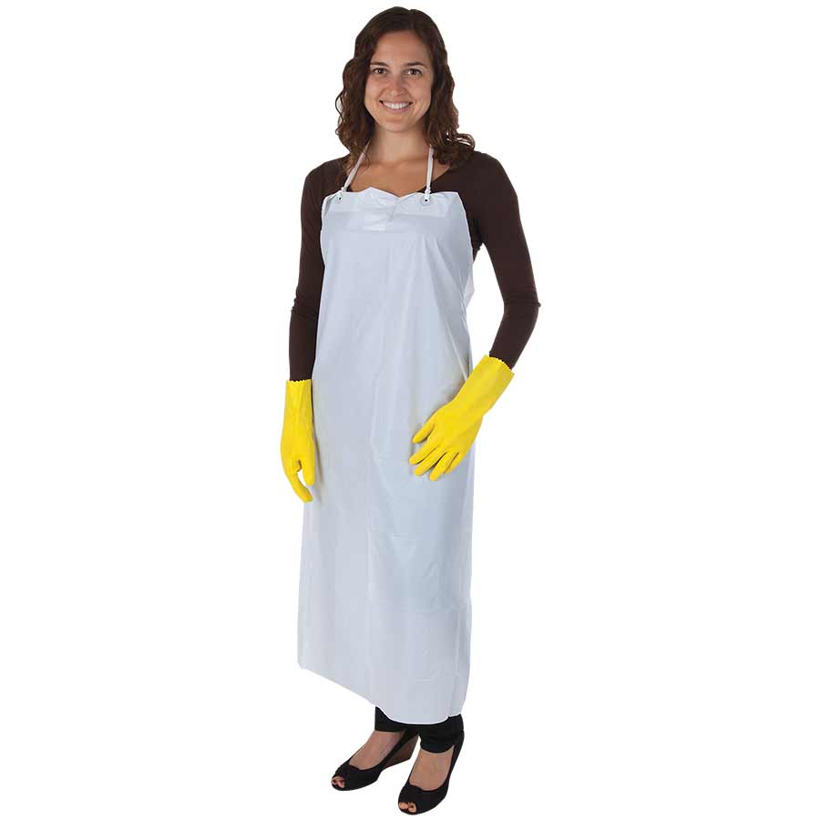 Durawear White Vinyl Apron, 6mm Thickness, 35" x 45", Sold by Each