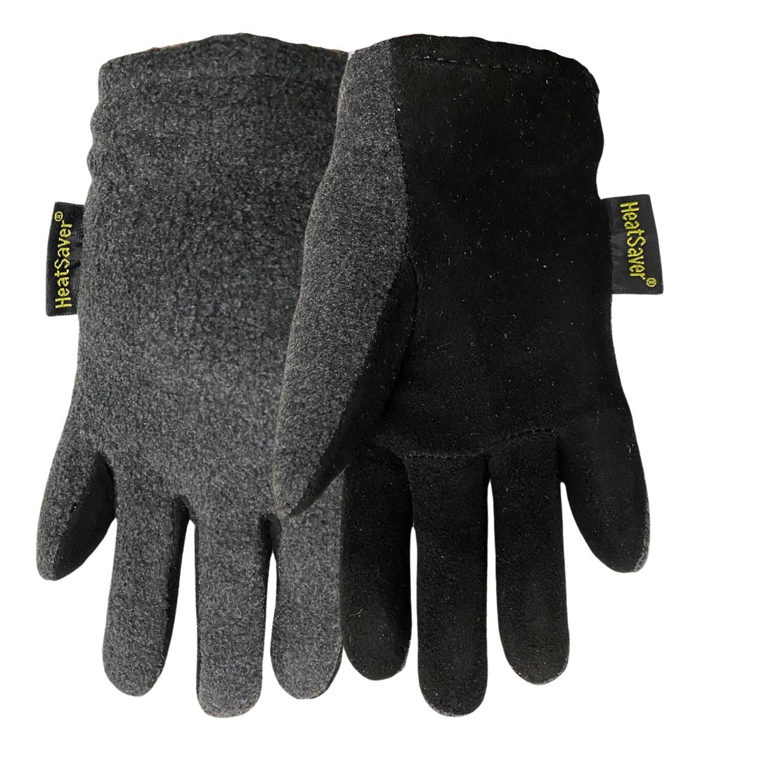 Red Steer 150 Youth Deerskin Heatsaver Thermal Gloves, Suede Premium Grade Deerskin Palm, Gray/Black, Suede Fleece, Sizes S-L